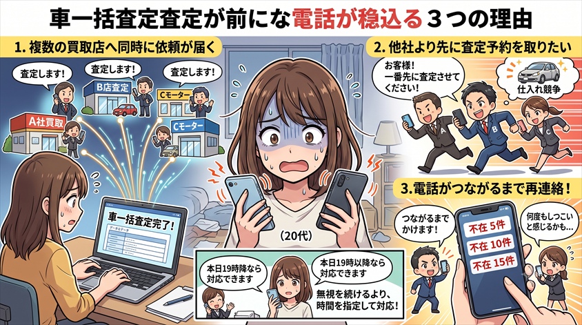 車一括査定で電話が集中する3つの理由
