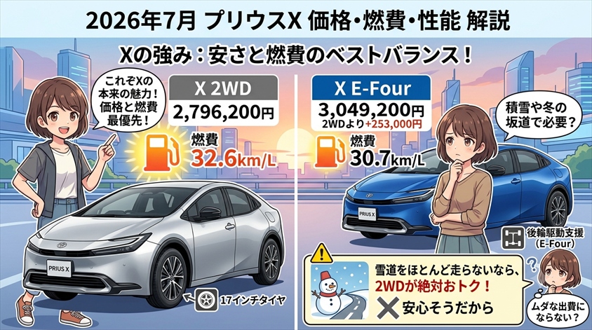 2026年7月のプリウスX価格・燃費・性能