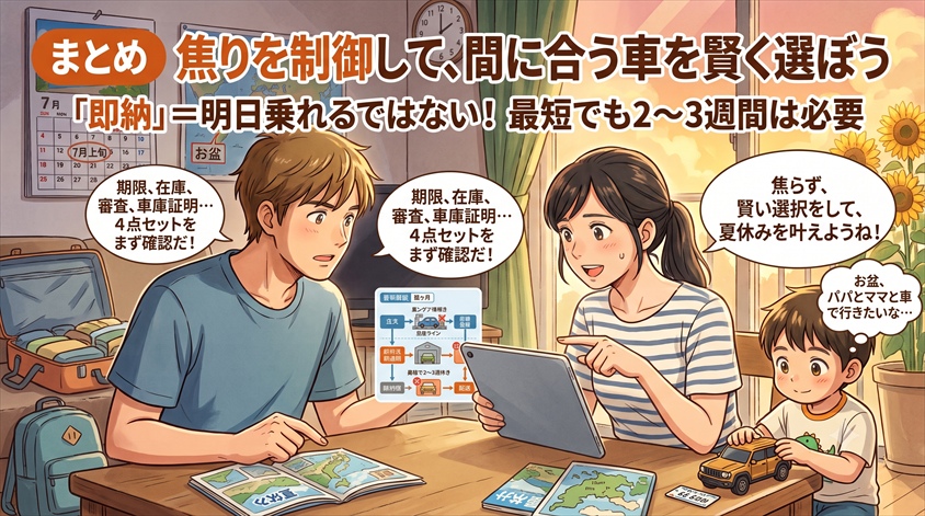 まとめ──焦りを制御して、間に合う車を賢く選ぼう
