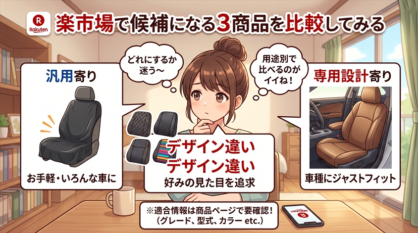 楽天市場で候補になる3商品を比較してみる
