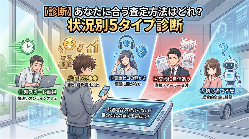【診断】あなたに合う査定方法はどれ?状況別5タイプ診