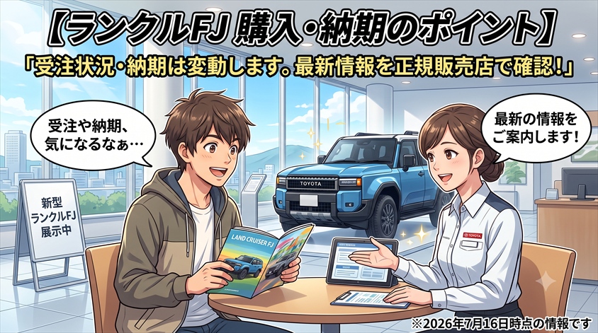 ランクルFJの購入方法・受注状況・納期を確認するときのポイント(記事更新時点の情報)