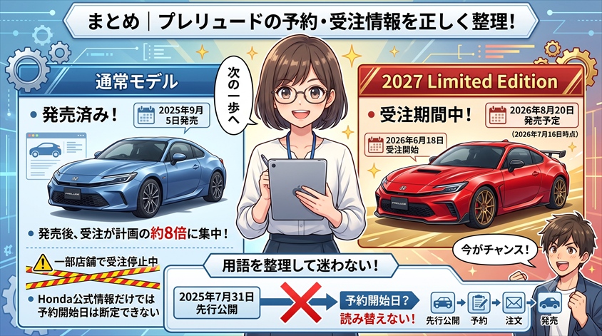 まとめ｜プレリュードの予約・受注情報を正しく整理して、次の一歩へ