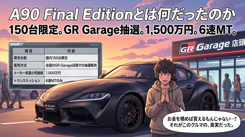 A90 Final Editionとは何だったのか(150台限定・GR Garage抽選・1,500万円・6速MT)