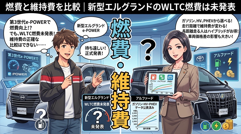 燃費と維持費を比較|新型エルグランドのWLTC燃費は未発表