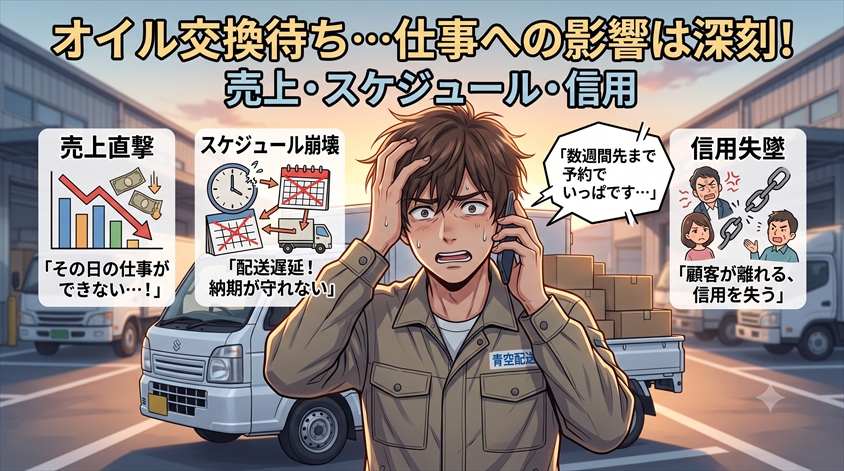 オイル交換待ちが売上・配送スケジュール・信用に与える影響
