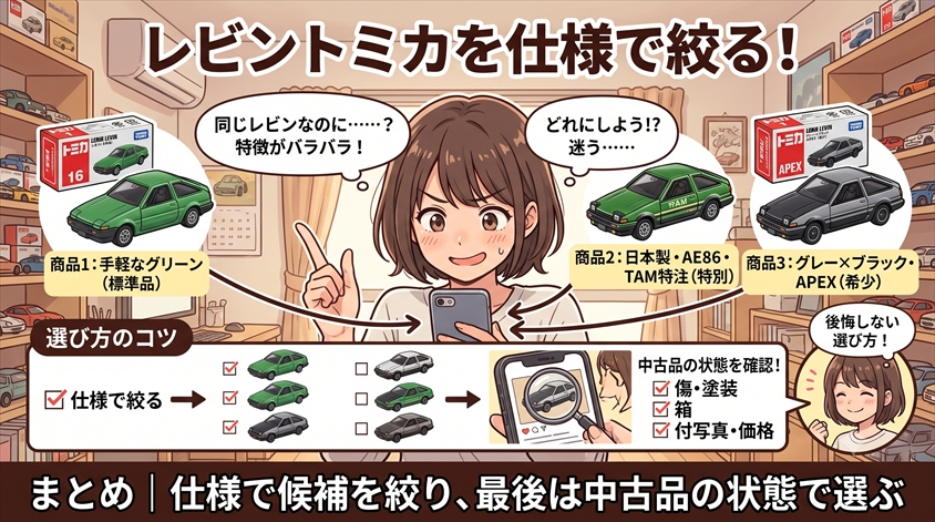 まとめ|仕様で候補を絞り、最後は中古品の状態で選ぶ