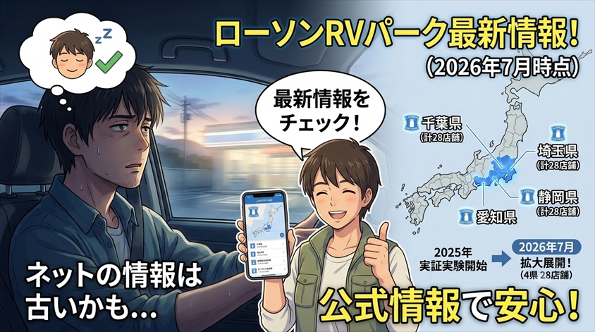 ローソン公式「コンビニRVパーク」とは？2026年7月時点の展開エリア