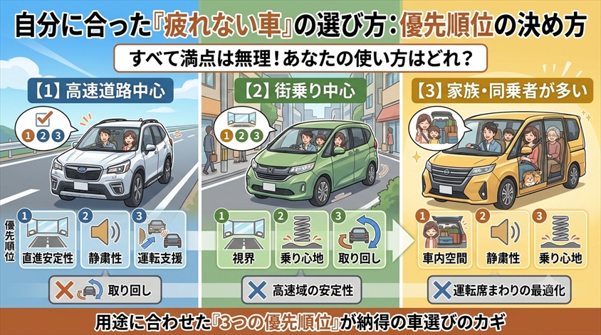 用途別に見る、重視すべき条件の優先順位