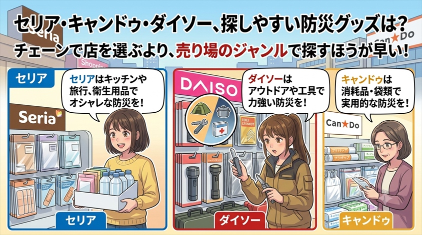 セリア・キャンドゥで探しやすい防災グッズの傾向