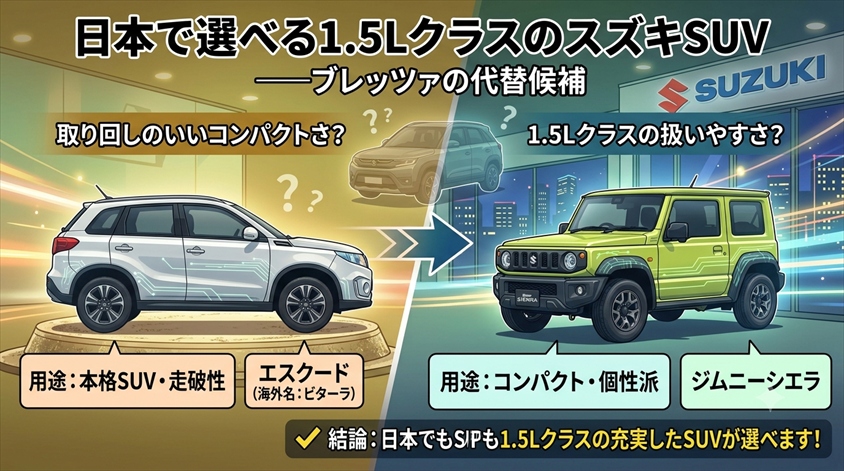 日本で選べる1.5LクラスのスズキSUV──ブレッツァの代替候補