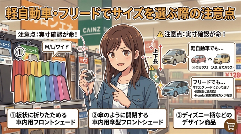 軽自動車・フリードでサイズを選ぶ際の注意点