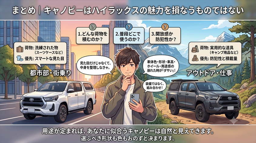 まとめ|キャノピーはハイラックスの魅力を損なうものではない