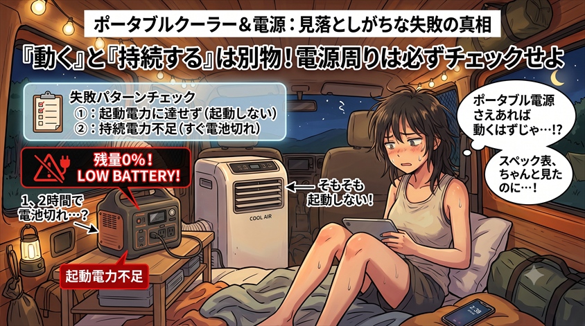電源・消費電力の確認ポイント(ポータブル電源との相性)