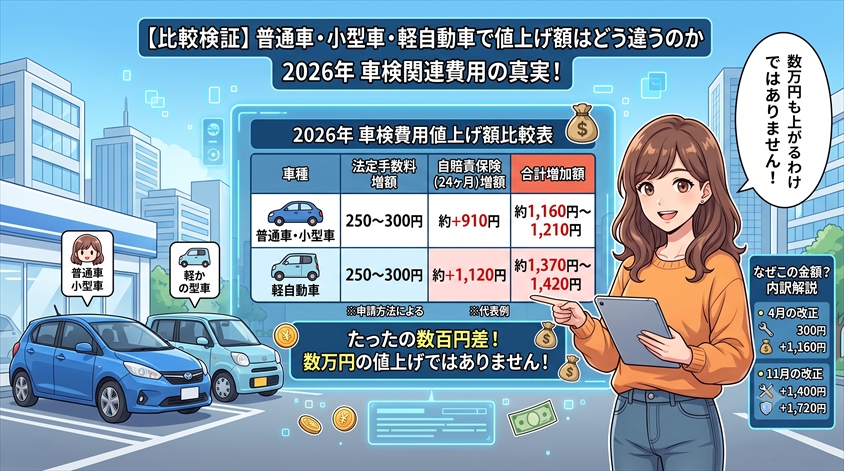 【比較検証】普通車・小型車・軽自動車で値上げ額はどう違うのか