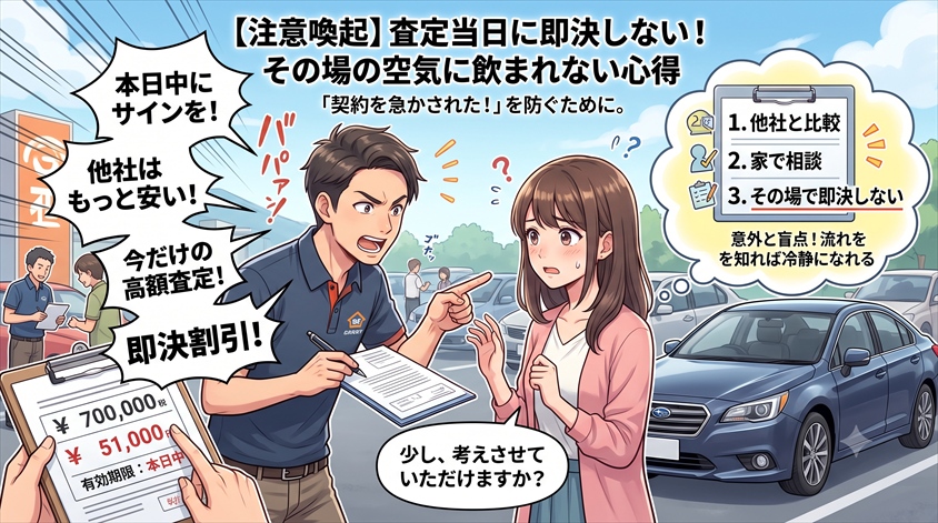 査定当日に確認すべきこと — その場で即決しないための注意点