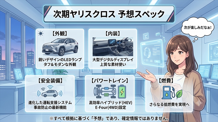 次期ヤリスクロスの予想スペック|外観・内装・安全装備・パワートレイン・燃費