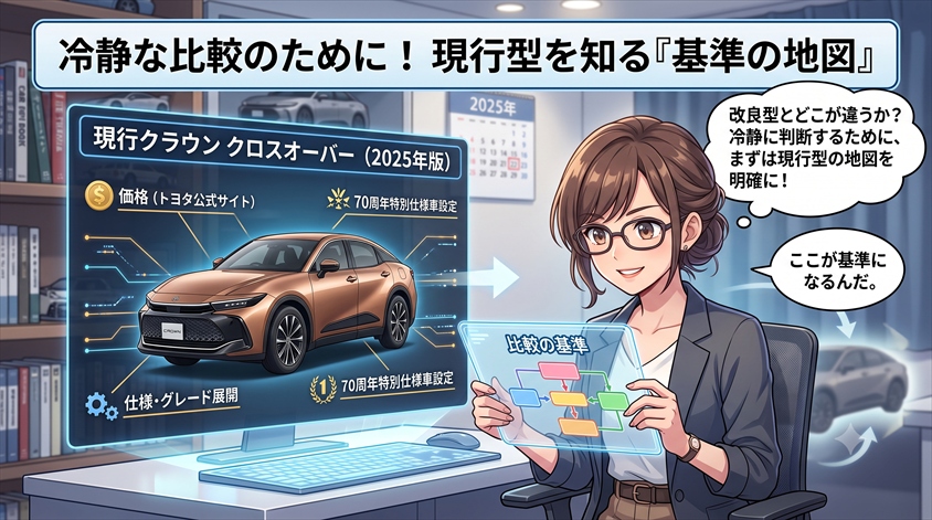 現行クラウン クロスオーバーは今どういう状態か|価格・仕様・70周年特別仕様車