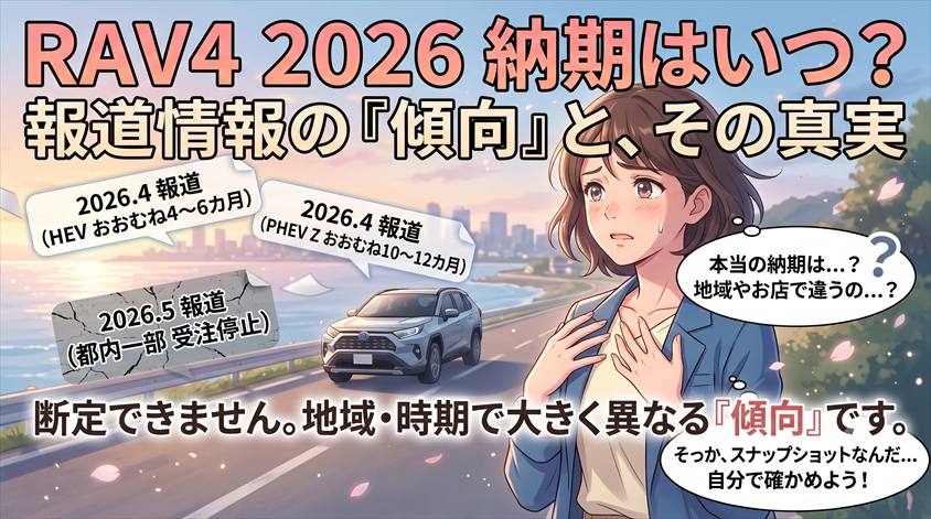 RAV4 2026 納期はどれくらい?受注状況の傾向と確認方法