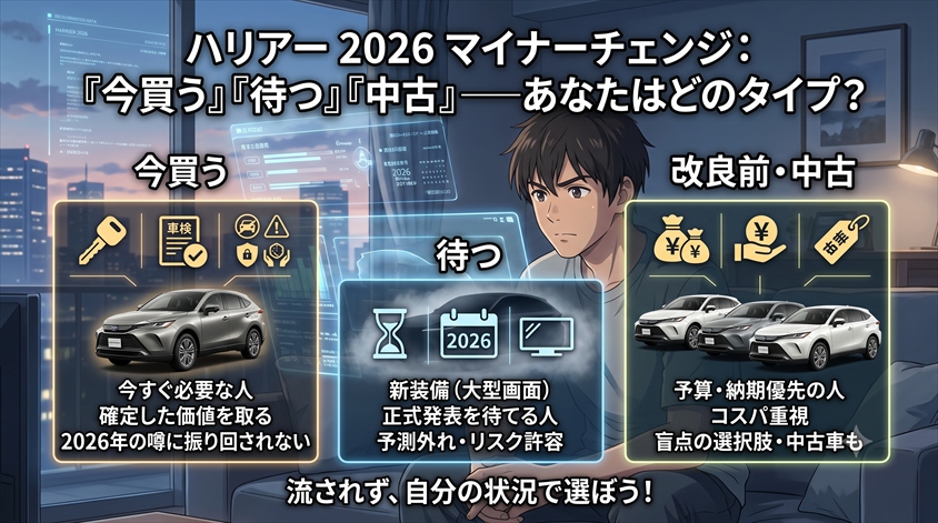 「今買う」「待つ」「改良前モデル・中古も検討する」── あなたはどのタイプ?