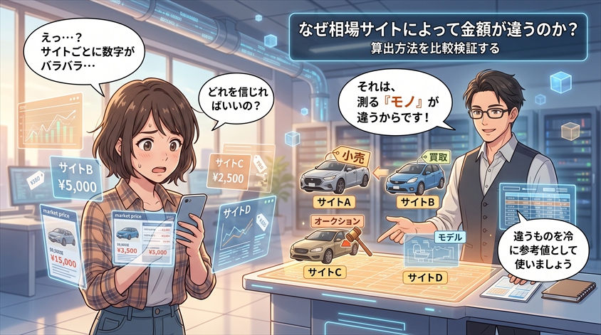 なぜ相場サイトによって金額が違うのか?算出方法を比較検証する
