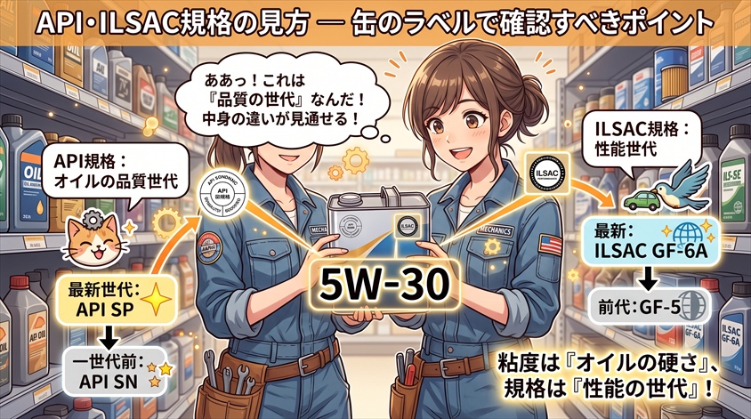 API・ILSAC規格の見方 ― 缶のラベルで確認すべきポイント