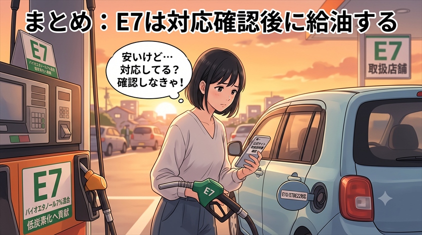 まとめ:E7は対応確認後に給油する