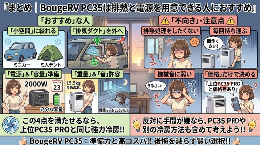 まとめ｜BougeRV PC35は排熱と電源を用意できる人におすすめ