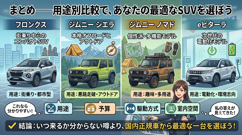 まとめ──海外車の噂より、国内正規車を含めた用途別比較を