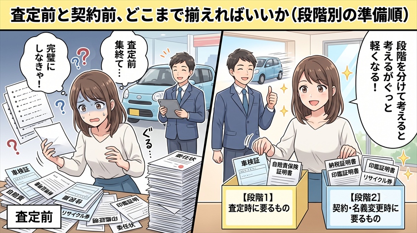 査定前と契約前、どこまで揃えればいいか（段階別の準備順）