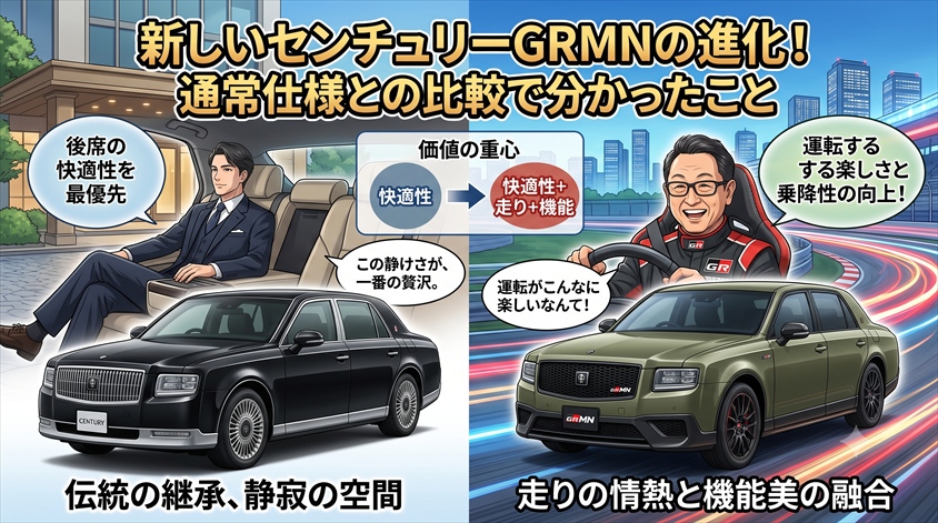 新しいセンチュリーGRMNは何が違うのか ― 通常仕様との比較