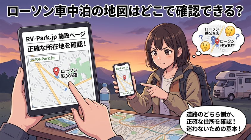 ローソン車中泊の地図はどこで確認できる?