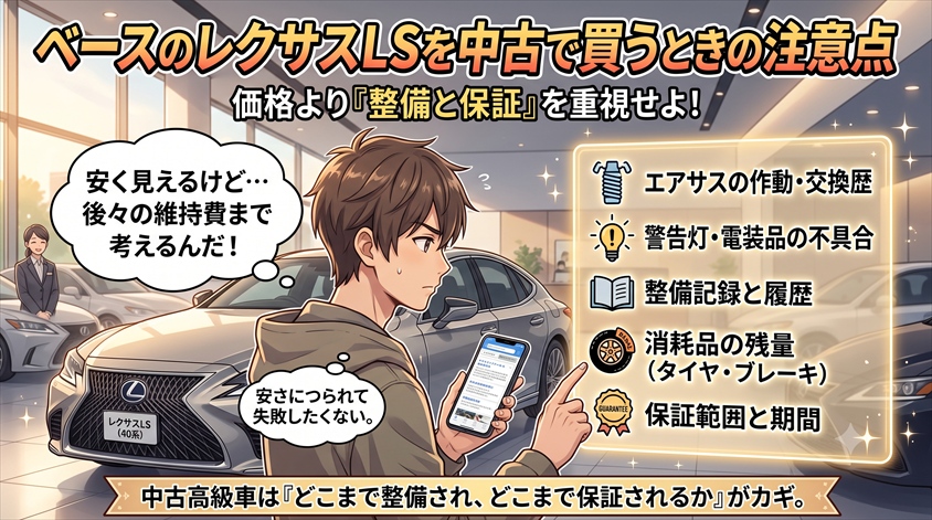 ベースのレクサスLSを中古で買うときの注意点