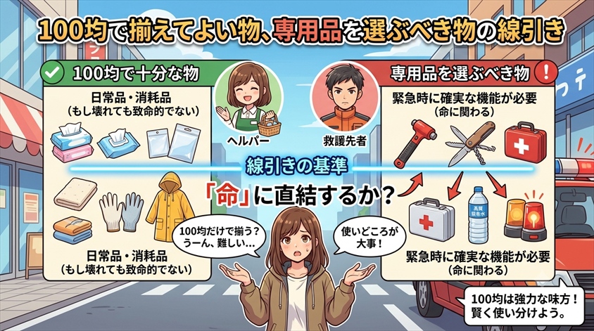 100均で揃えてよい物、専用品を選ぶべき物の線引き