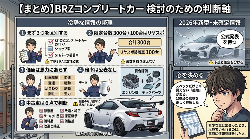 まとめ―BRZのコンプリートカーを検討する読者が持つべき判断軸