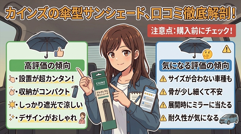 カインズの傘型サンシェードの口コミ傾向と注意点