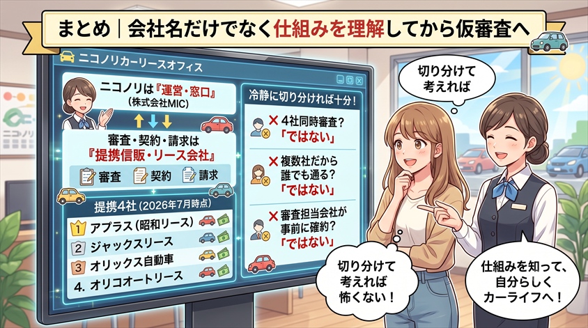 まとめ|会社名だけでなく仕組みを理解してから仮審査へ