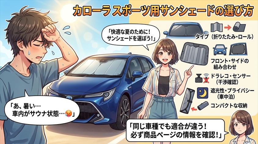 カローラ スポーツ用サンシェードの選び方と商品紹介