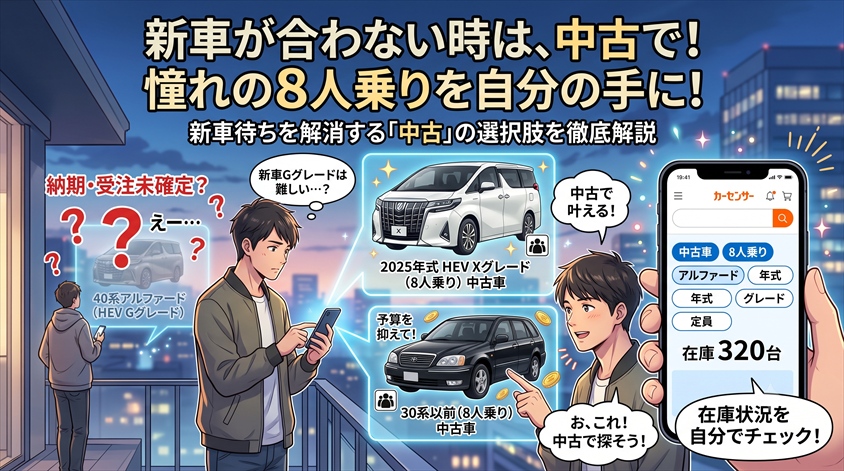 新車の条件が合わない場合は中古の8人乗りも選択肢になる