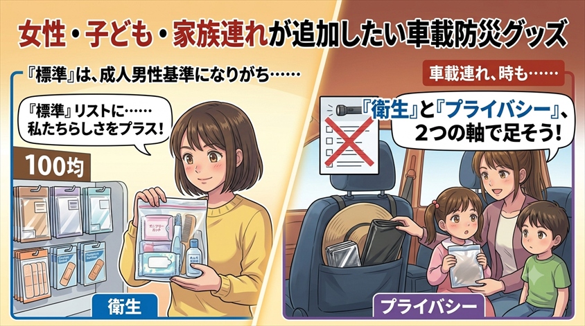 女性・子ども・家族連れが追加したい防災グッズ