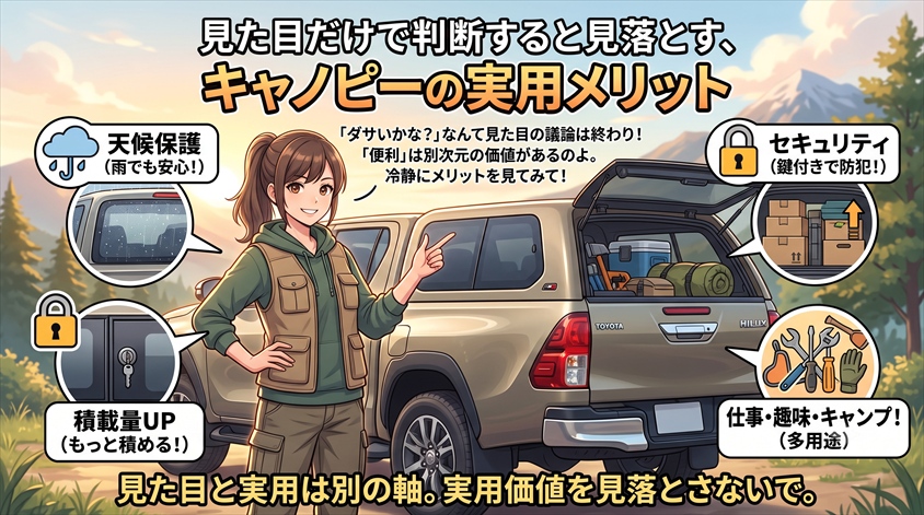 見た目だけで判断すると見落とす、キャノピーの実用メリット