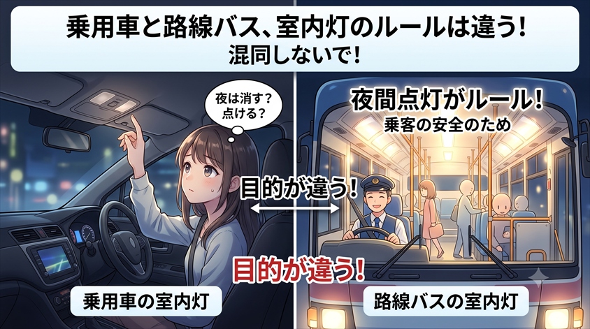 路線バスの室内灯ルールと混同していませんか?
