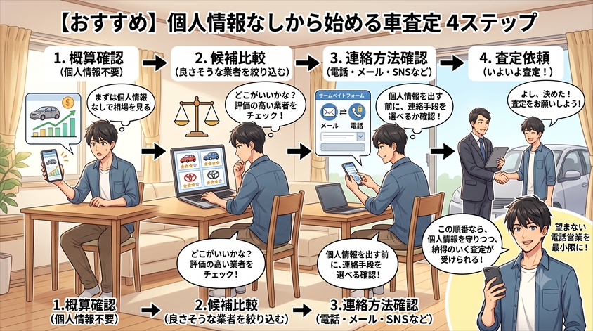 個人情報なしの相場確認から査定依頼までの行動順序