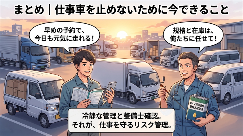 まとめ|仕事車を止めないために今できること