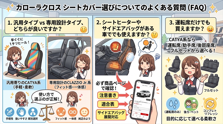 カローラクロス シートカバー選びについてのよくある質問(FAQ)