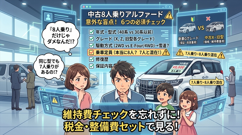 中古で8人乗りアルファードを選ぶときの注意点