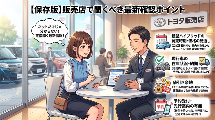 最新情報を確認するために——トヨタ販売店で聞いておきたいポイント