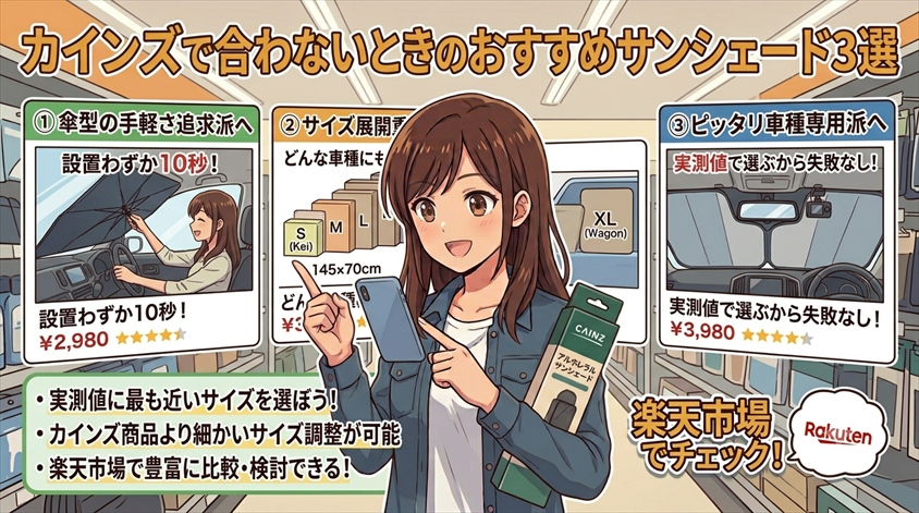 カインズで合わないときのおすすめサンシェード3選