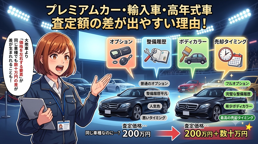 プレミアムカー・輸入車・高年式車は、なぜ査定額の差が出やすいのか