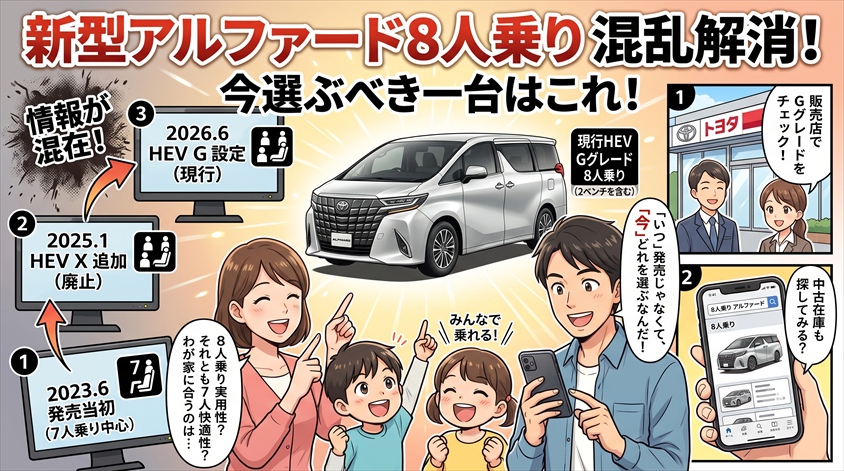 まとめ|新型アルファード8人乗りは「いつ」ではなく「今どれを選ぶか」